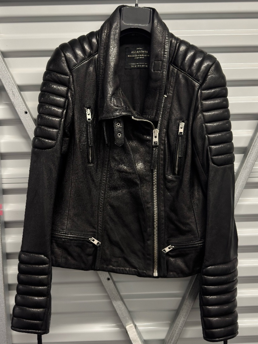 AllSaints Steine Leather Biker Jacket US 6